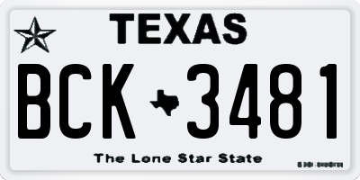 TX license plate BCK3481