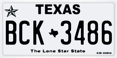 TX license plate BCK3486