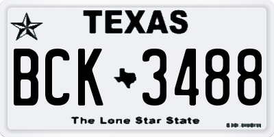 TX license plate BCK3488