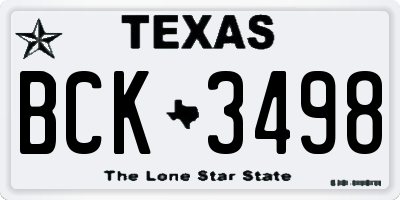 TX license plate BCK3498