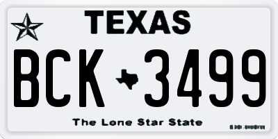 TX license plate BCK3499