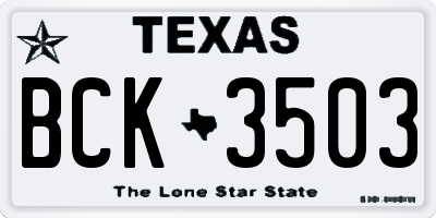TX license plate BCK3503