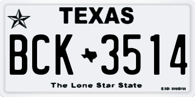 TX license plate BCK3514