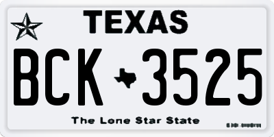 TX license plate BCK3525