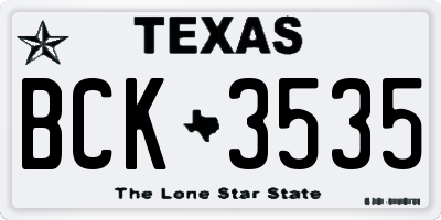 TX license plate BCK3535