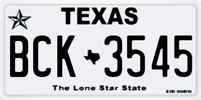 TX license plate BCK3545