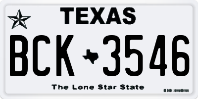 TX license plate BCK3546