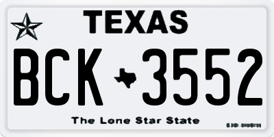 TX license plate BCK3552