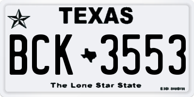 TX license plate BCK3553
