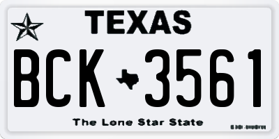 TX license plate BCK3561