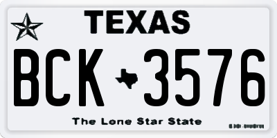 TX license plate BCK3576