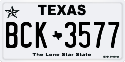 TX license plate BCK3577