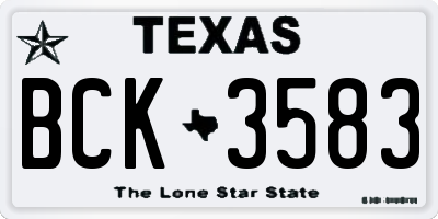 TX license plate BCK3583
