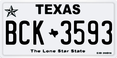 TX license plate BCK3593
