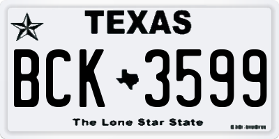 TX license plate BCK3599