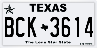 TX license plate BCK3614