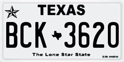 TX license plate BCK3620