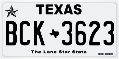TX license plate BCK3623