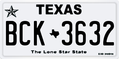 TX license plate BCK3632