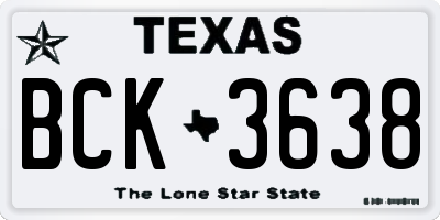TX license plate BCK3638
