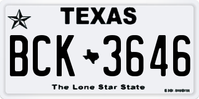 TX license plate BCK3646
