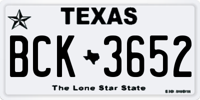 TX license plate BCK3652