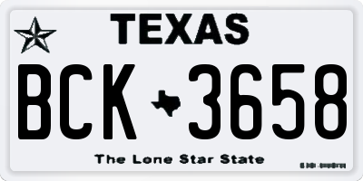 TX license plate BCK3658