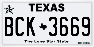 TX license plate BCK3669