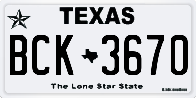 TX license plate BCK3670