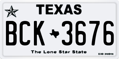 TX license plate BCK3676