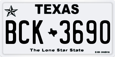 TX license plate BCK3690