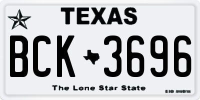 TX license plate BCK3696