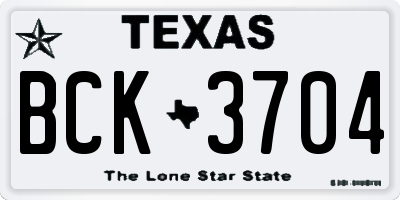 TX license plate BCK3704