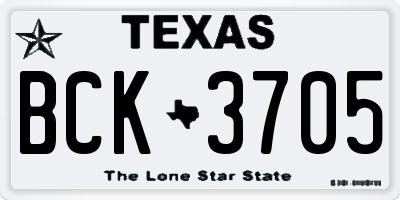 TX license plate BCK3705