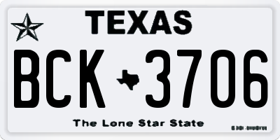 TX license plate BCK3706
