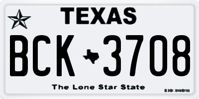 TX license plate BCK3708