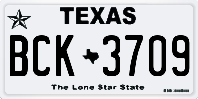 TX license plate BCK3709