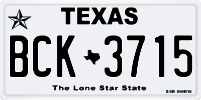 TX license plate BCK3715