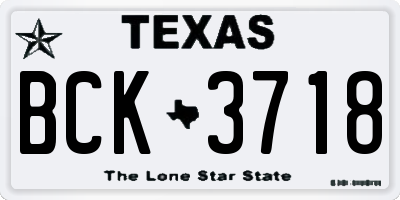 TX license plate BCK3718