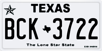 TX license plate BCK3722