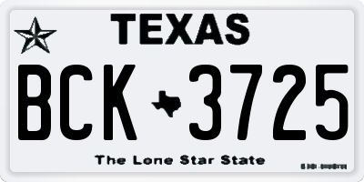 TX license plate BCK3725