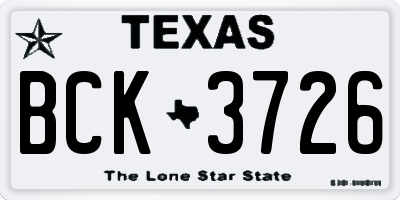 TX license plate BCK3726