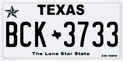 TX license plate BCK3733