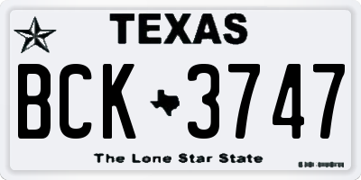 TX license plate BCK3747