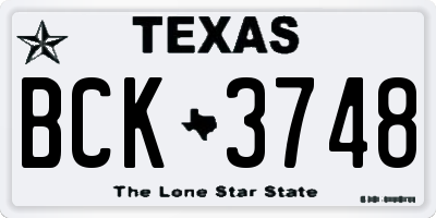 TX license plate BCK3748