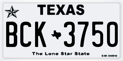 TX license plate BCK3750