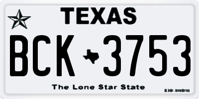 TX license plate BCK3753