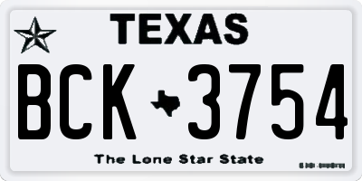 TX license plate BCK3754