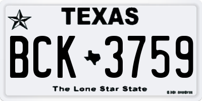 TX license plate BCK3759