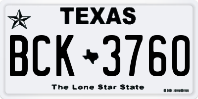 TX license plate BCK3760